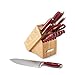 Farberware High-Carbon Stainless Steel 15-Piece Forged Triple Riveted Cutlery Set, Red