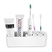CORNERIA Easy-Store Toothbrush Holder - Bathroom Multi-Purpose Strong Suction Toothbrush Caddy - Detachable (White)