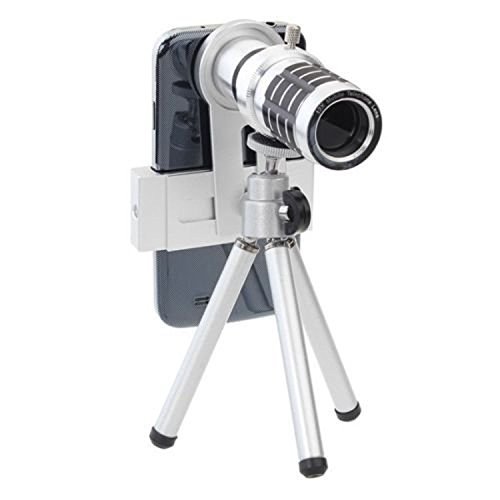 Phone Camera Lens Kit 12x Optical Zoom Universal Smartphone Telephoto Telescope Lens with Tripod Sliver (12x lens + tripod)
