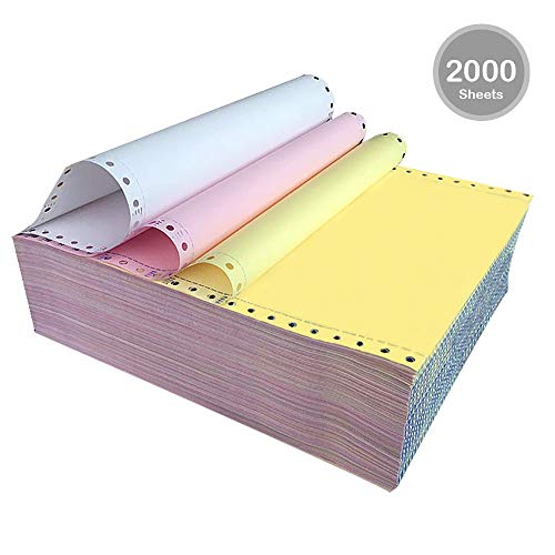 FirstZi 9.5x5.5 Inches 3 Ply Continuous Feed Carbonless Computer Paper for Dot Matrix Printer, 2000 Count per Box, 666 Sets NCR Printing Paper, Perfect for Receipt, Invoice, 3 Color, White/Pink/Yellow - Thumbnail 5