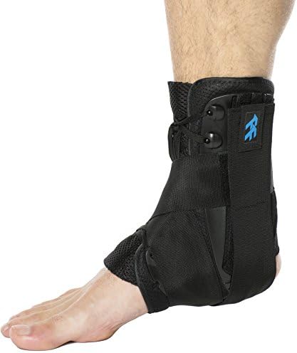 Fortress Fitness Neoprene Compression Ankle Brace, Breathable Mesh Cover, Sleeve Support, Adjustable Velcro Straps, Lace and Wrap. Good for Sprains, Plantar Fasciitis (Medium)