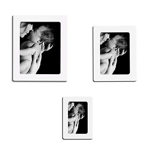 Set of 15 pack Magnetic Picture Frame for Refrigerator Magnets 4'' x 6'', 5'' x 7'', 2.5'' x 3.5'', White, By Lubber