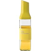 stackbear Olive Oil Dispenser for Cooking - 16oz Leakproof Glass Oil Dispenser Bottle with Gravity Spout, Air Fryer, BBQ, Healthy Salad & Non-Stick Pans, BPA-Free, Easy to Refill and Use, Yellow
