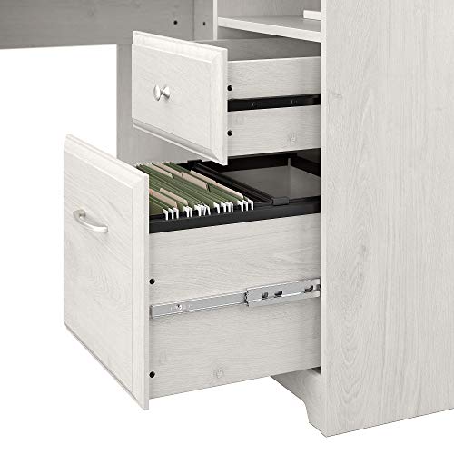 Bush Furniture Cabot 60W L Shaped Computer Desk in Linen White Oak