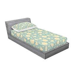Ambesonne Tea Fitted Sheet & Pillow Sham Set, Tea