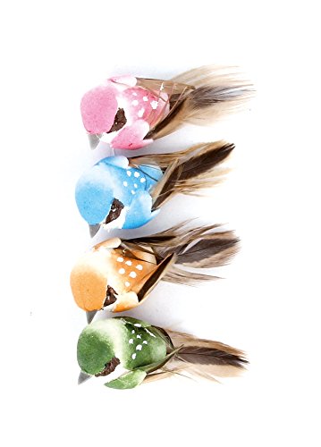 Artemio 13001026 Lot de 4 Oiseaux avec Fil Métal Mousseline Multicolore 7 x 1,5 x 13,5 cm