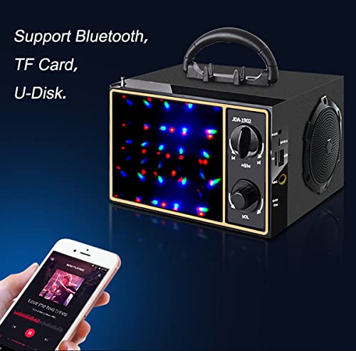 Wireless Bluetooth Speaker,Outdoor Wooden Bluetooth Speaker with LED Colorful Light Screen,Bluetooth 5.0 Wireless Stereo Speaker, Support FM Radio, Suitable for Family, Party, Travel.