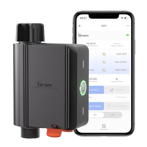 SONOFF Automatic Watering Timer, Automatic Watering Timer for Garden, Requires ZigBee Hub, IP55 Waterproof, History Query, Compatible with Alexa/Google Home/Home Assistant