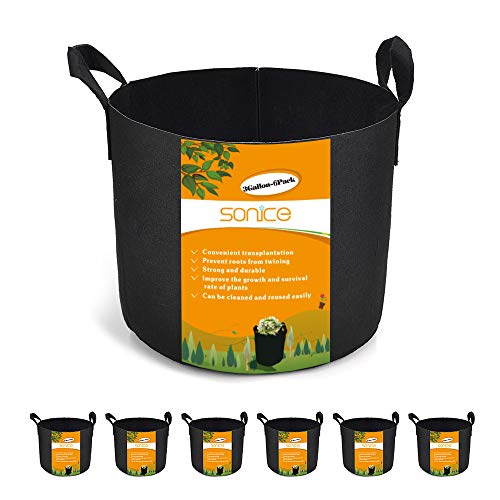 Sonice Set of 6 Pack 3 Gallons Grow Bags, Aeration Fabric Pots with Handles