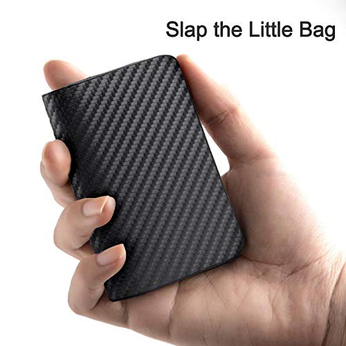 ABRONDA Carbon Fiber Business Card Case,Slim Biz Business Name Card Holder Wallet Credit Card with RFID,ID Case/Holder for Men & Women - Keep Your Business Cards Clean- Black - Thumbnail 4