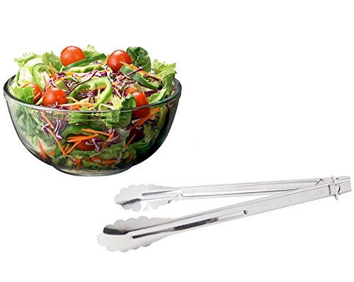 ChefNeno Kitchen Stainless-Steel Utility Tongs 12-inch and 10-inch, 4 Pack