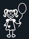 My Family Car Stick Figure Sticker Decal Young Girl With Baloon- YG4