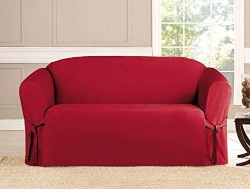 NEW LOVESEAT , KASHI MICROSUEDE SLIPCOVER FURNITURE COUCH COVER RUBY
