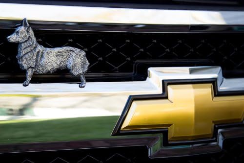 Grillie Corgi-P - Corgi Grille Ornament in Antiqued Pewter Finish