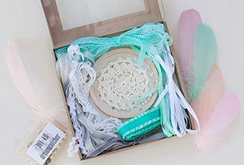 DIY Dream catcher Kit - Make Your Own Craft Project Mint White Diam 5' ( 12.5 cm) Birthday Gift Bridal Shower Favor