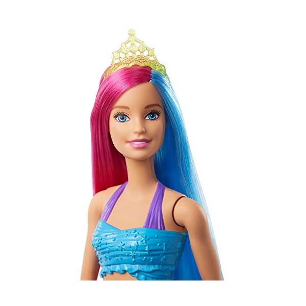 Barbie-GJK08-Dreamtopia-Surprise-Mermaid-Doll Barbie Dreamtopia Mermaid Doll, 12-Inch, Pink and Blue Hair, with Tiara, Gift for 3 to 7 Year Olds - GJK08