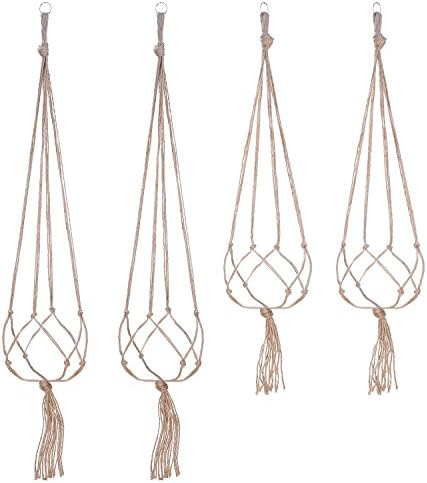 Ke senle 4 pieces Plant Hanger Plant Holder with Key Ring for Indoor Outdoor Decorations, Flower Pot for Wall Decration, 2 Pieces 35 Inches and 2 Pieces 47 Inches