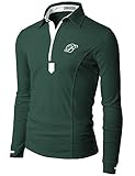 Doublju Mens Jersey Polo with Contrast Placket