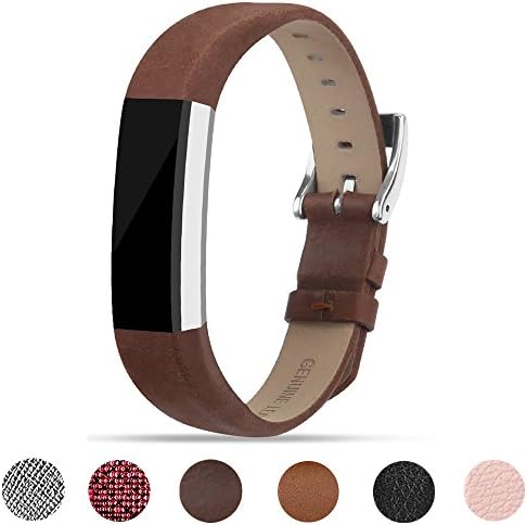 For Fitbit Alta HR and Alta Band With Metal Clasp, Premium Soft Genuine Leather Wristband Strap Replacement Watch Band for Fitbit Alta/Fitbit Alta HR 2017/Alta HR Smart Fitness Tracker(Coffee Brown)
