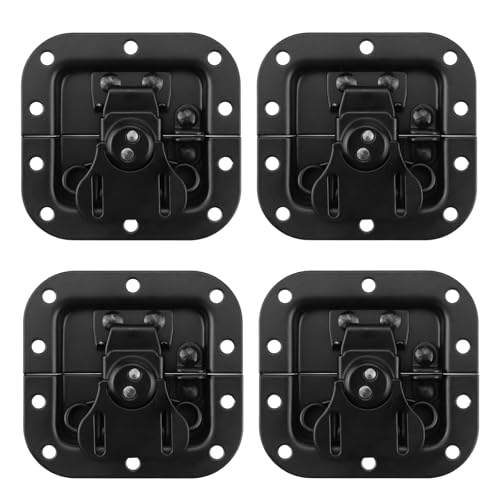 LC LICTOP Heavy Duty Recessed Butterfly Twist Latch, 2.08 x 2.26 Inch Embedded, Spring Loaded Latch for Flight Case, Road Case, DJ PA Rack Cabinet, Pro Audio Gear, Hardware with 10 Hole, 4Pcs Black by LC LICTOP - Used condition - US$13.19