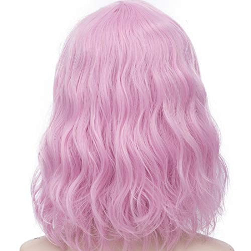 Probeauty Sweety Collection Lolita 40CM Short Curly Fashion Women Anime Cosplay Wig + Wig Cap (Pink F10A)
