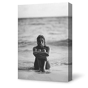 Canvas Wall Art Beach Grey Beach Canvas Painting Wall Poster Decor for Living Room Framed Home Decorations - 12x18 inches
