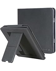 CoBak Kobo Libra 2 Case with Stand - Durable PU Leather Cover with Auto Sleep Wake, Card Slot, Hand Strap Feature - Fits Kobo Libra 2 2021 Released, Black