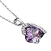 Olen Purple Cubic Zirconia Heart Pendant Necklaces for Women Fashion Jewelry Valentines