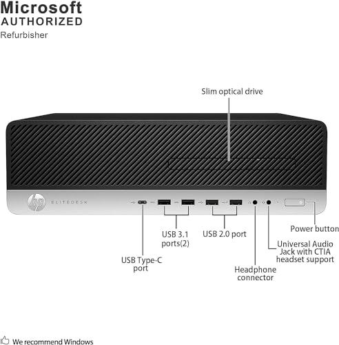 HP EliteDesk 800 G3 SFF Computadora de Escritorio, Intel Quad Core i5-7500 hasta 3.4GHz, 8GB DDR4, 256GB SSD, Teclado y Mouse, Soporte 4K, WiFi/BT, Windows 11 Pro (Reacondicionado)