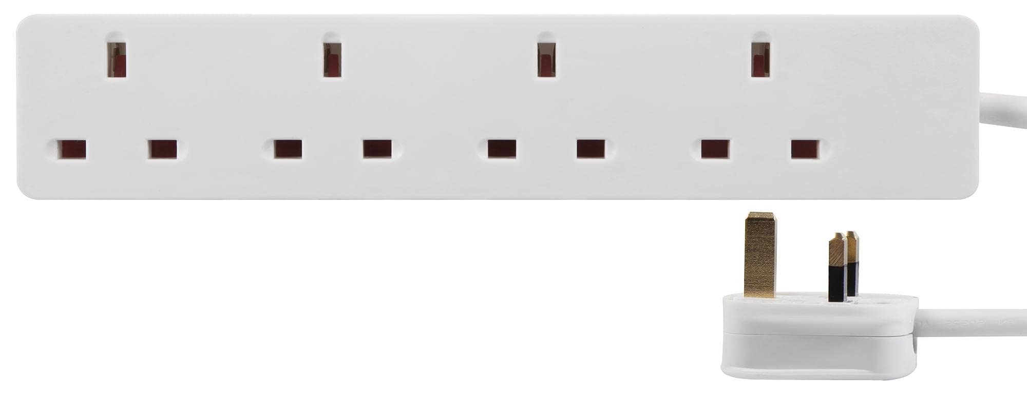 PRO ELEC PELB1415 4‑Gang Mains Extension Lead – 20m, White