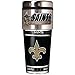 NFL New Orleans Saints Metallic Travel Tumbler, Stainless Steel and Black Vinyl, 16-Ounce