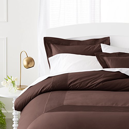 Pinzon 400-Thread-Count Pleated Hem Egyptian Cotton Duvet Set - King, Truffle