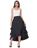 Belle Poque Women's Costume Steampunk Cocktail Party Skirts Black High-Low