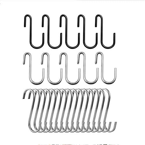 25 Pcs S Shaped Hooks For Hanging Plants Closet Rod Kitchen Pot Pan Afunta Heavy Duty Metal Hanger Organizer Utility Hooks For Keys Cups Towels Bags Garden Outdoor 2 Types Black Silver