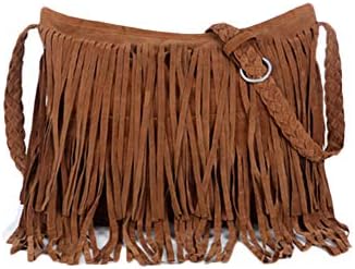 Women Novelty Tassel Fringe Messenger Bag Handbag Purse Faux Suede Shoulder Crossbody Bags Sling Bag