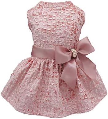 Fitwarm Embroidery Dog Dresses Pet Clothes Prom Puppy Dress Cat Birthday Doggie Party Gown