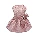 Fitwarm Embroidery Dog Dresses for Small Dog Pet Clothes Prom Dress Cat Party Gown Pink Small