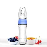 Baby Mate Silicone Baby Food Dispensing Spoon (Blue, 4oz/120ml, Ideal for 4 Months+ Babies) - Squeeze Feeder with Spoon - Spoon Bottle for Baby - Baby Spoon Feeder Bottle Baby Solid Food Feeder