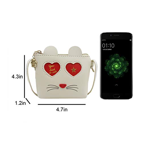 Eilova Cute Animal Cat Little Girl Crossbody Purse Coin Wallet Mini PU Shoulder Bag Handbag for Kid