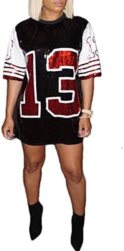 STAY CHIC Sequins Short Sleeve 08 Print Casual Mini Dress
