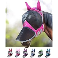 Harrison Howard CareMaster Pro Horse Fly Mask Long Nose with Ears Luminous Flamingo (M; Cob)