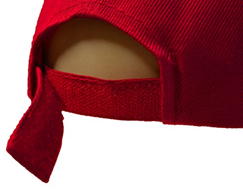 Unisex Adult Men Women Classic Plain Adjustable Velcro Sports Outdoor 6 Panel Hat Baseball Cap DF-2100 (Adult, Red) - Thumbnail 2