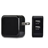 Selectec 4.8A 24W Dual USB Travel Wall Charger with SmartID Technology, Foldable Plug for iPhone iPad, Samsung Galaxy, HTC Nexus Moto Blackberry, Bluetooth Speaker Headset & Power Bank, Black