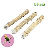 GNB PET Natural Wood Bird Perch Set, Parrot Stand Wood Perches Paw Grinding Stick, Nature Wood Stand Toy Branch Birdcage Stands, 3 Pack