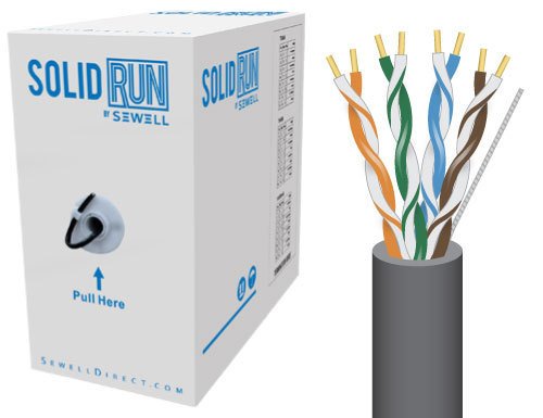 SewellDirect SW-29875-506 SolidRun by Sewell Cat5e Bulk Cable, 500-Feet, Dark Gray