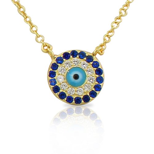 925 sterling silver yellow gold-tone white blue cz wome…