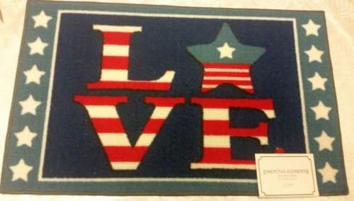 The Pecan Man Patriotic US FLAG LOVE by EE KITCHEN RUG (non skid latex back) ,1Pcs 17x28"