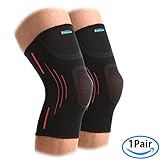 Knee Compression Sleeve Pair for Women Men Running, Knee Brace Pads Support for Meniscus Tear, Leg Athletics, Hiking, Arthritis, Tendonitis Joint Pain Relief, Injury Recovery, Black Wrap by ASOONYUM