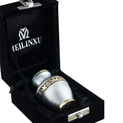 MEILINXU Keepsake Funeral Urn by Mini Cremation Urn for Human Ashes Adult- Brass Hand Engraved- Fits a Small Amount of Cremated Remains- Display Burial Urn at Home or Office (Elsene Sky Blue Baby Urn