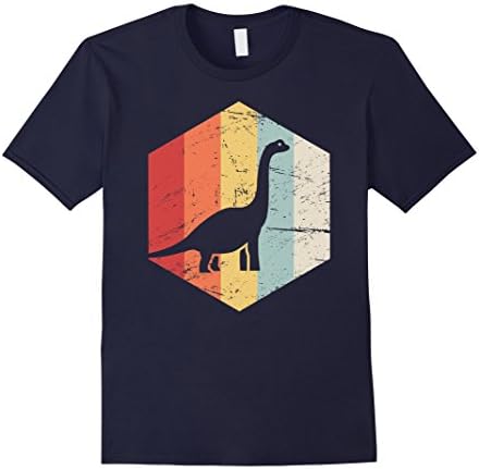 Mens Retro Brontosaurus Dinosaur T-Shirt Medium Navy